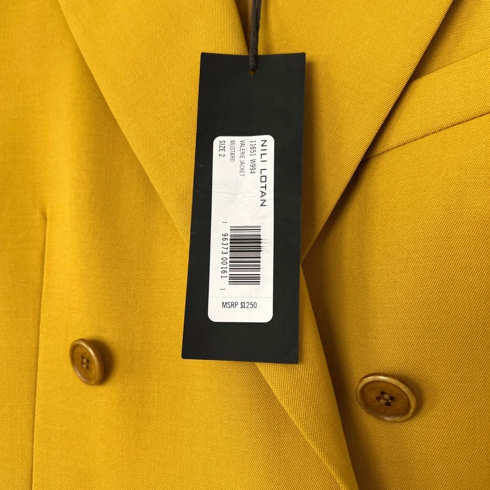 Nili Lotan Double-Breasted Mustard Valerie Jacket - Picture 8 of 9